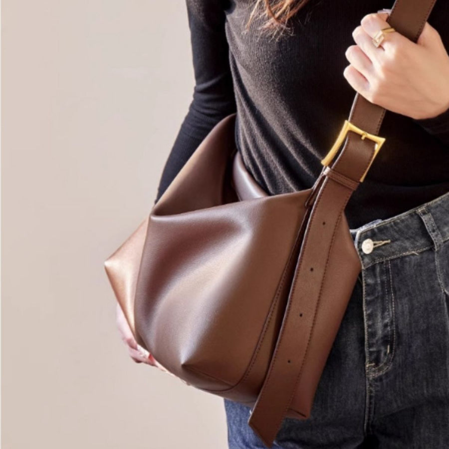 Leather Buckle Shoulder Bag Apparel and Accessories