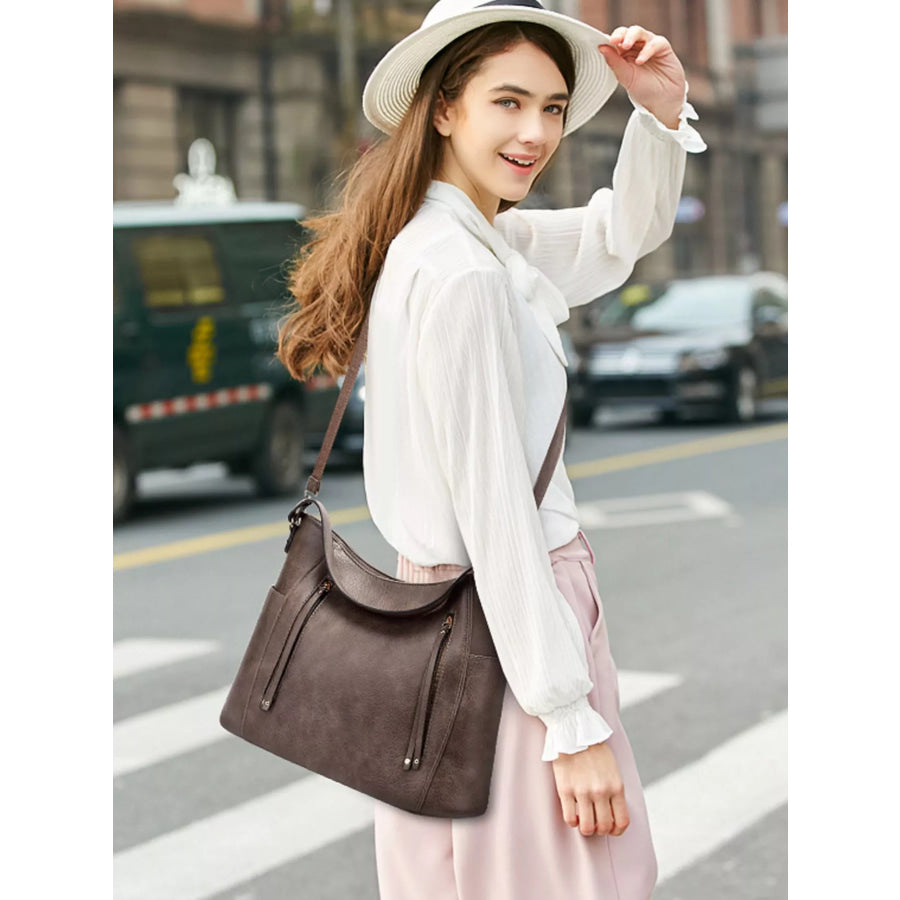 Leather Casual Shoulder Bag Dark Gray / onesize Apparel and Accessories