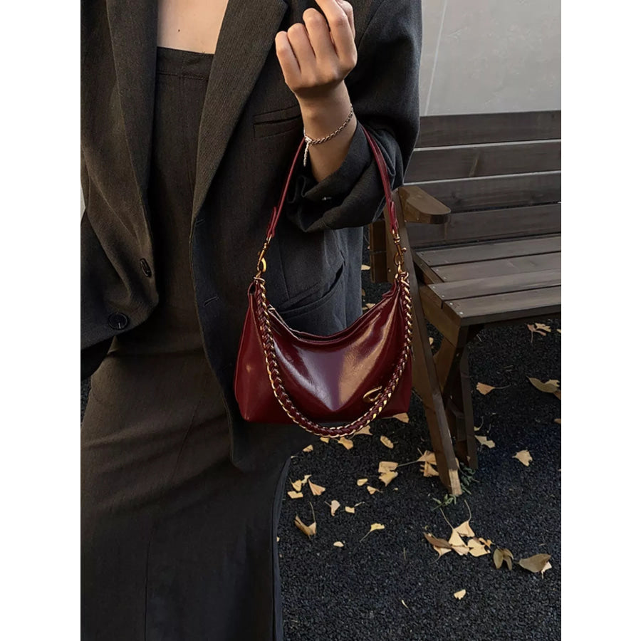 Leather Chain Shoulder Bag Apparel and Accessories