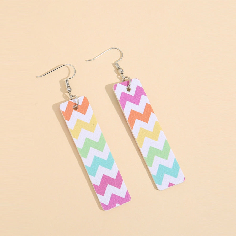 Leather Contrast Chevron Earrings Multicolor / One Size Apparel and Accessories