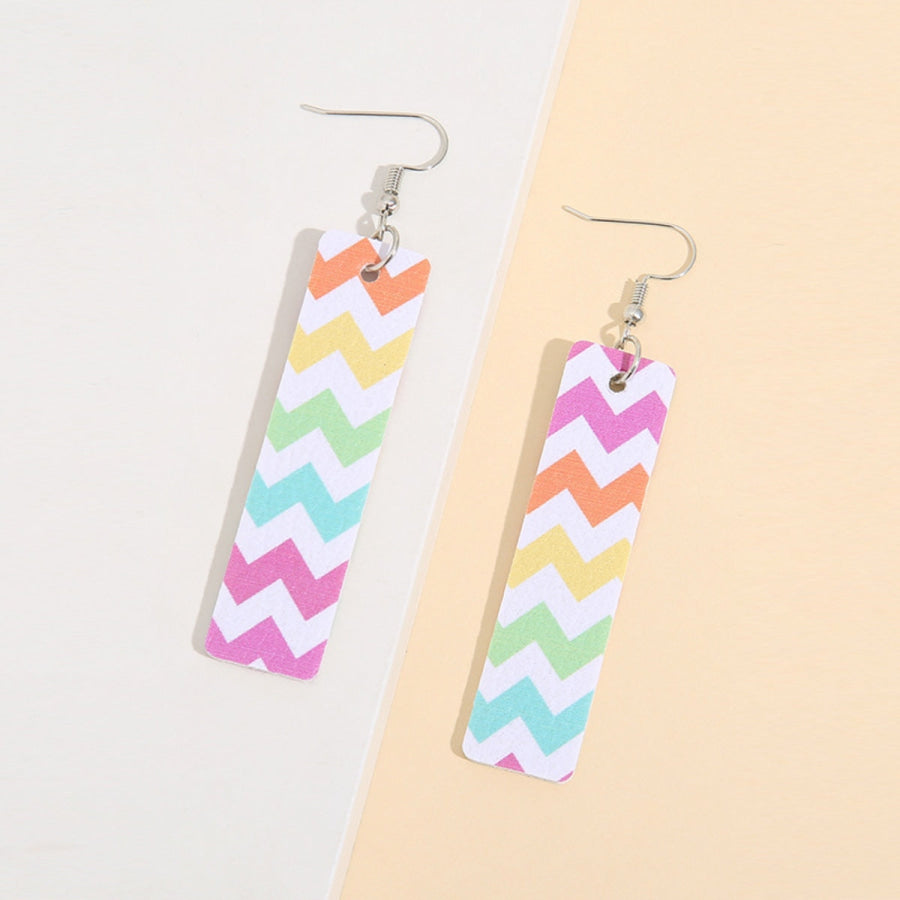 Leather Contrast Chevron Earrings Multicolor / One Size Apparel and Accessories