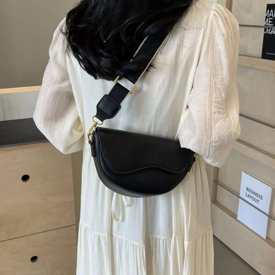 Leather Crescent Crossbody Bag Black / onesize Apparel and Accessories