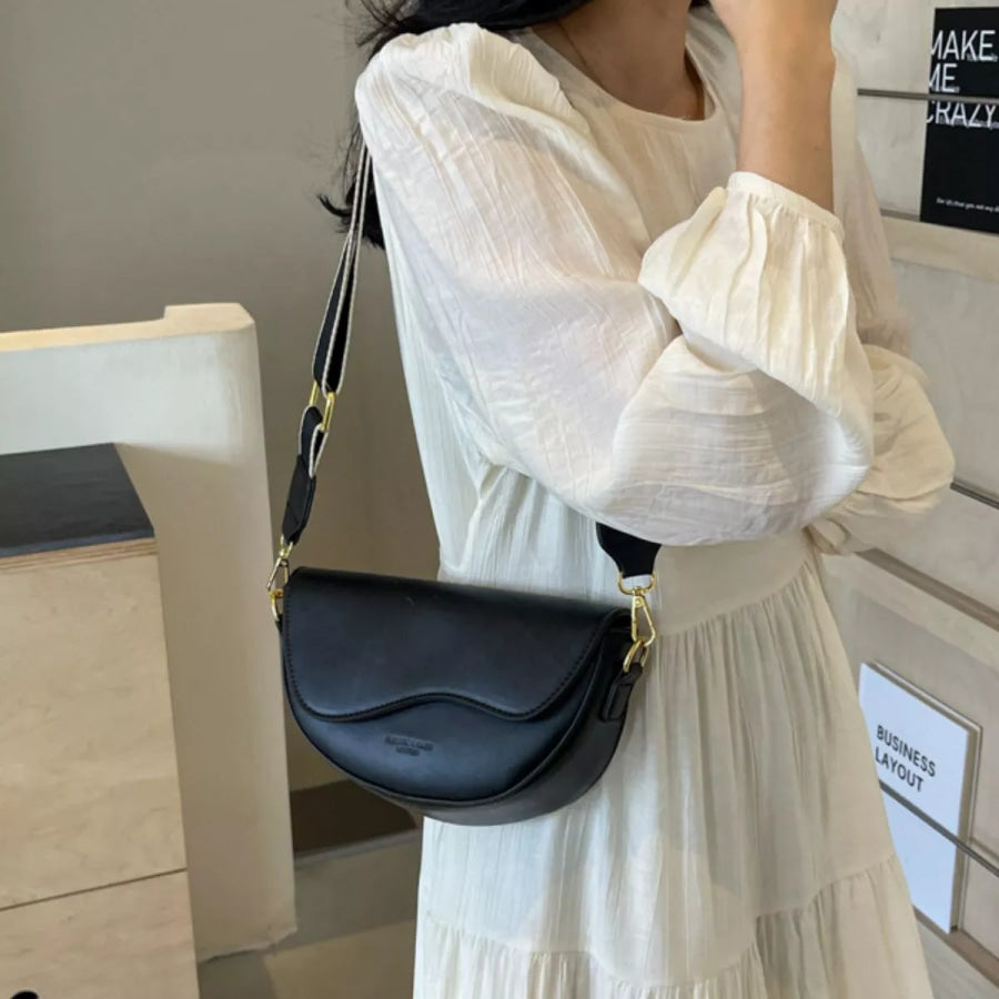 Leather Crescent Crossbody Bag Black / onesize Apparel and Accessories