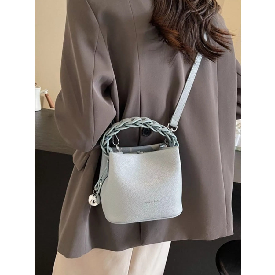 Leather Crossbody Bag with Braided Handle Blue / onesize Apparel and Accessories