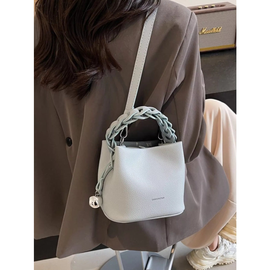 Leather Crossbody Bag with Braided Handle Blue / onesize Apparel and Accessories