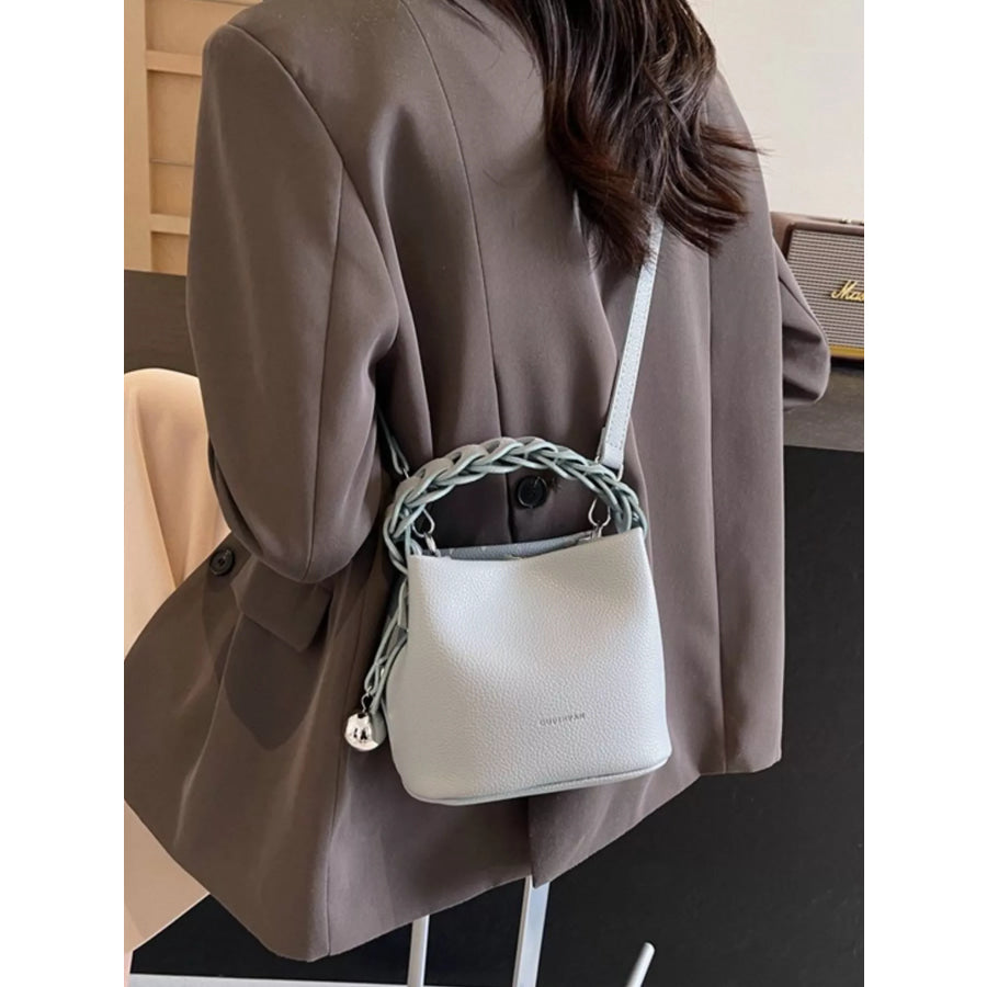 Leather Crossbody Bag with Braided Handle Blue / onesize Apparel and Accessories