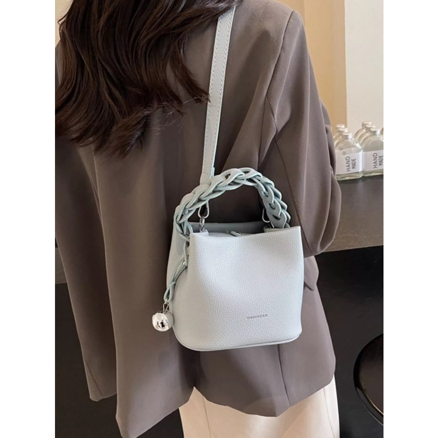 Leather Crossbody Bag with Braided Handle Blue / onesize Apparel and Accessories