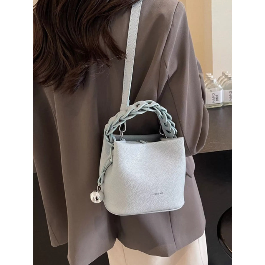 Leather Crossbody Bag with Braided Handle Blue / onesize Apparel and Accessories