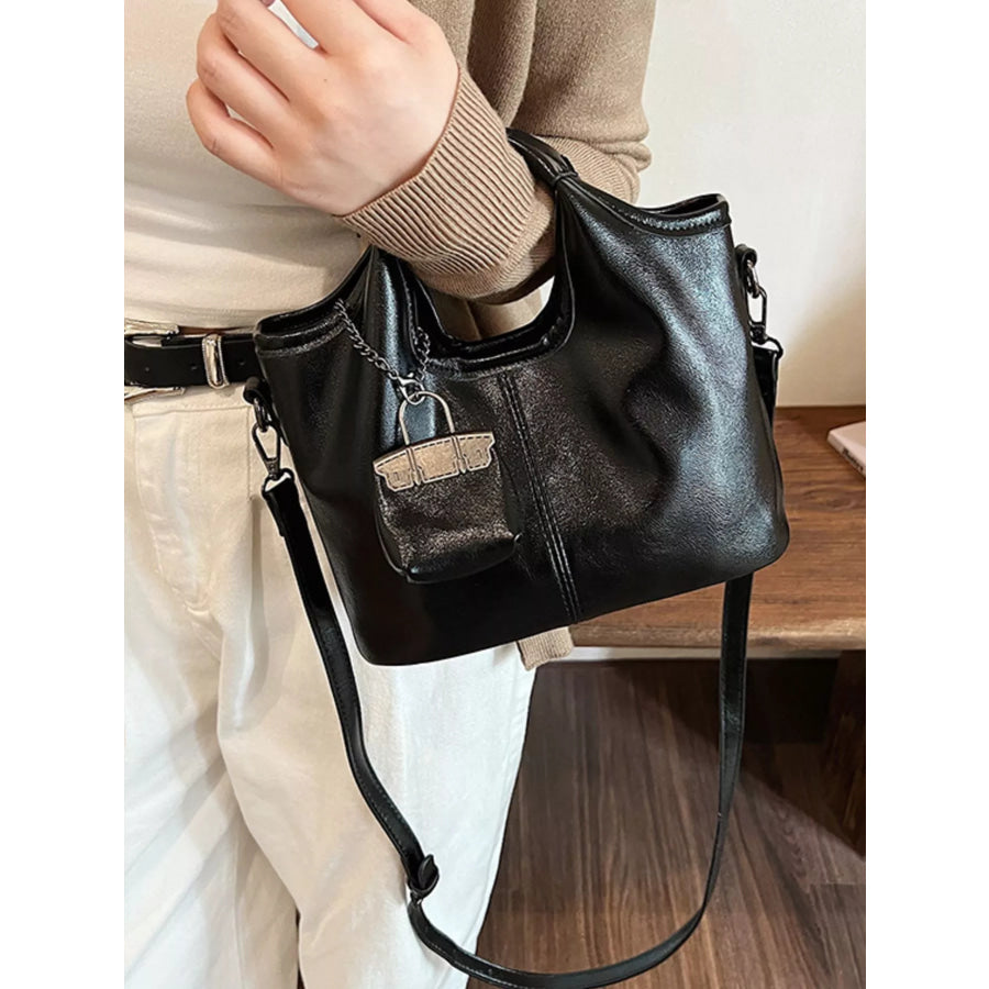 Leather Crossbody Bag with Charm Apparel and Accessories