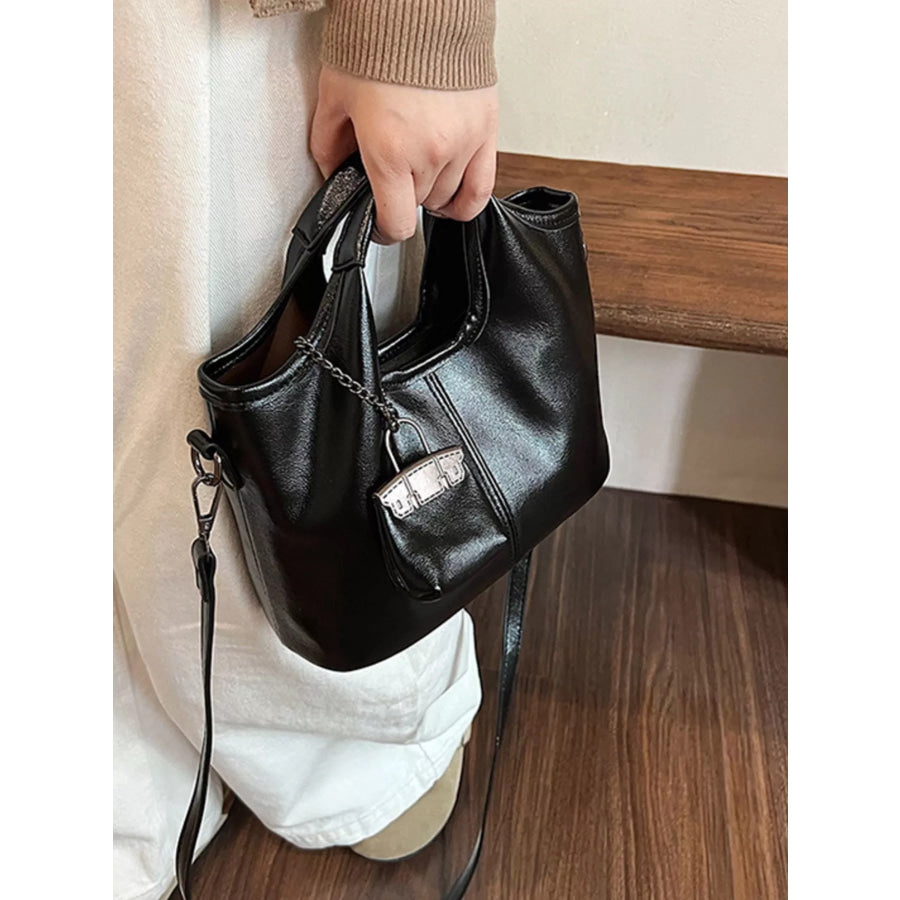 Leather Crossbody Bag with Charm Apparel and Accessories