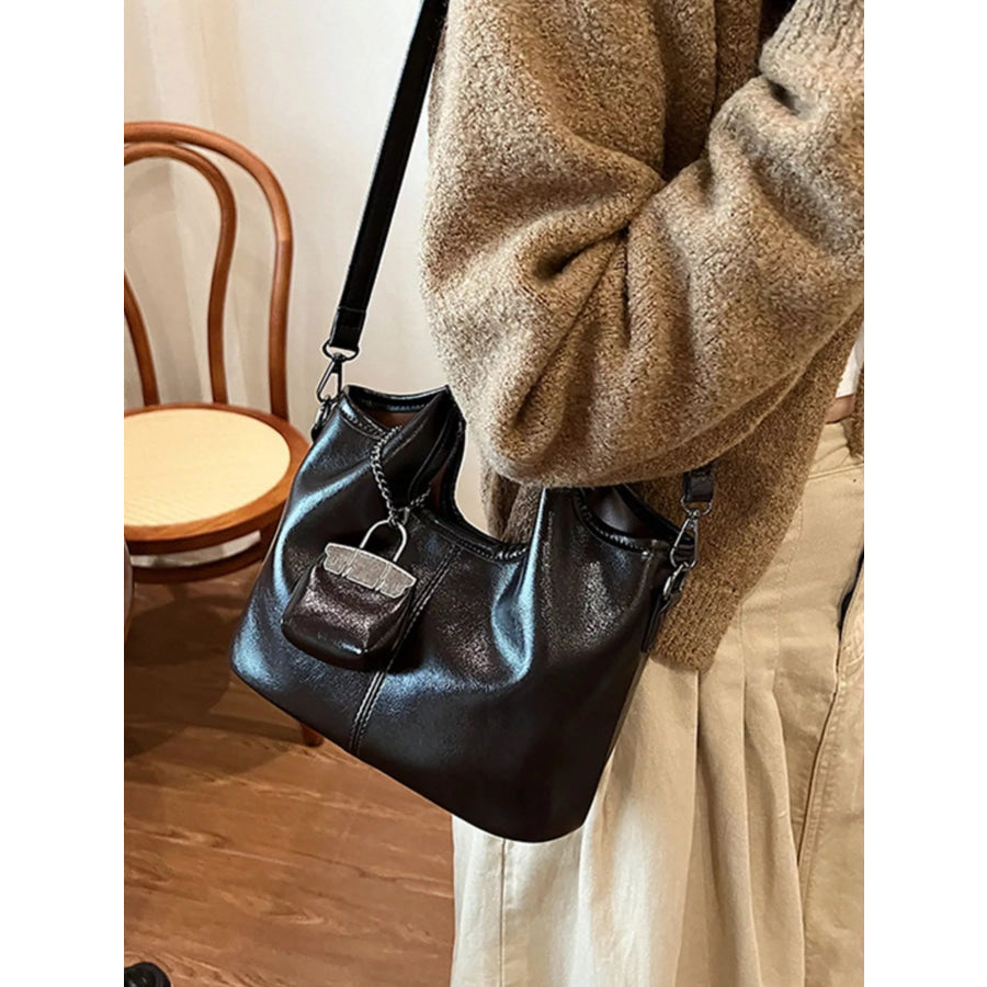 Leather Crossbody Bag with Charm Apparel and Accessories