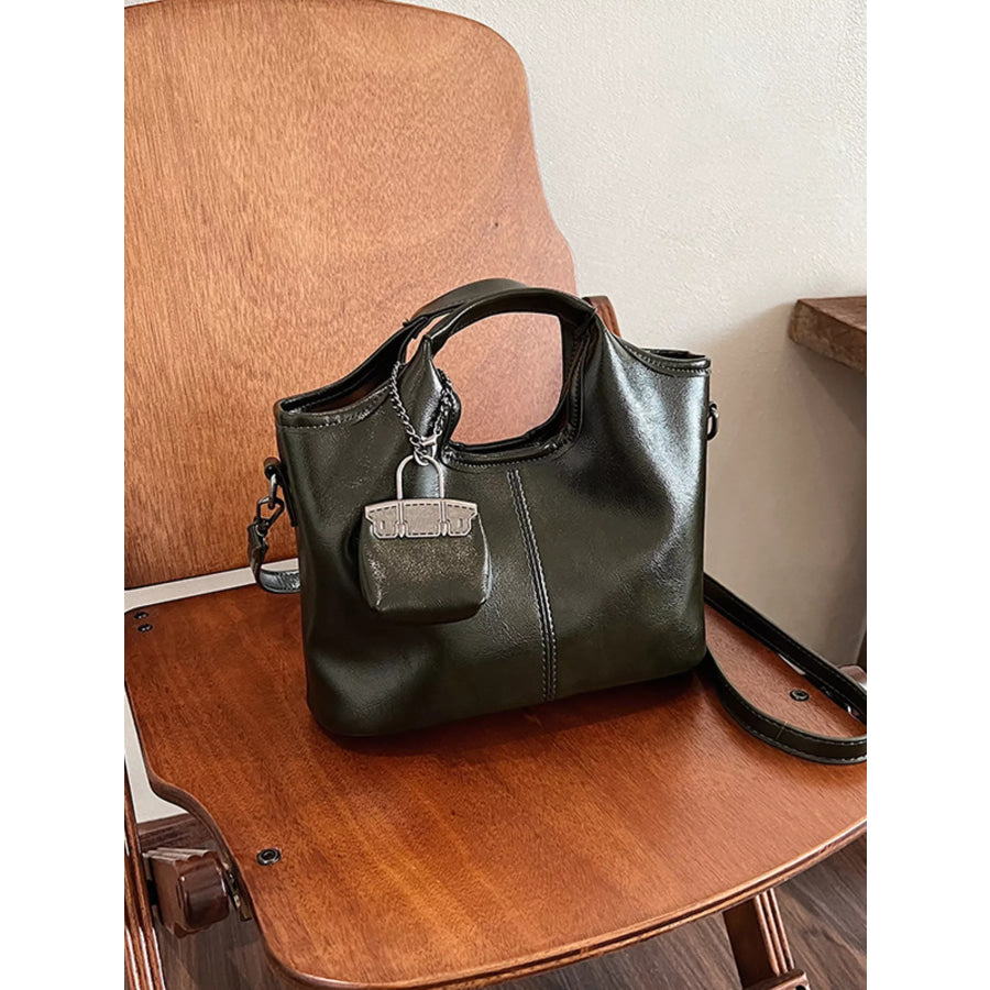 Leather Crossbody Bag with Charm Apparel and Accessories