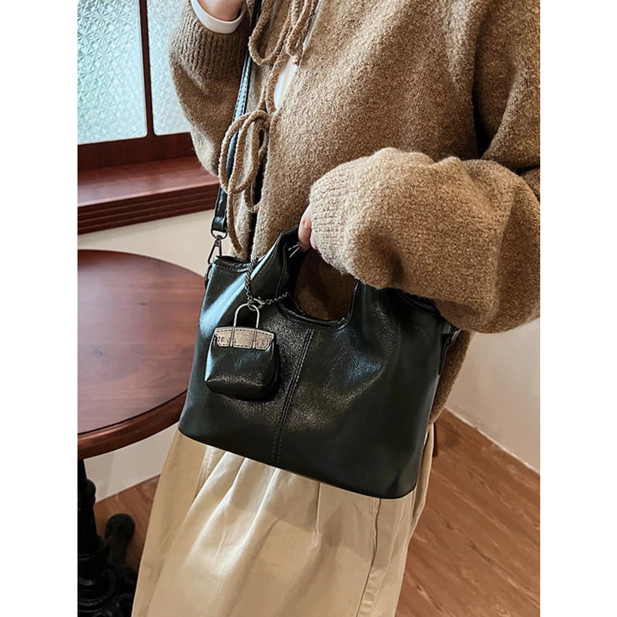 Leather Crossbody Bag with Charm Apparel and Accessories