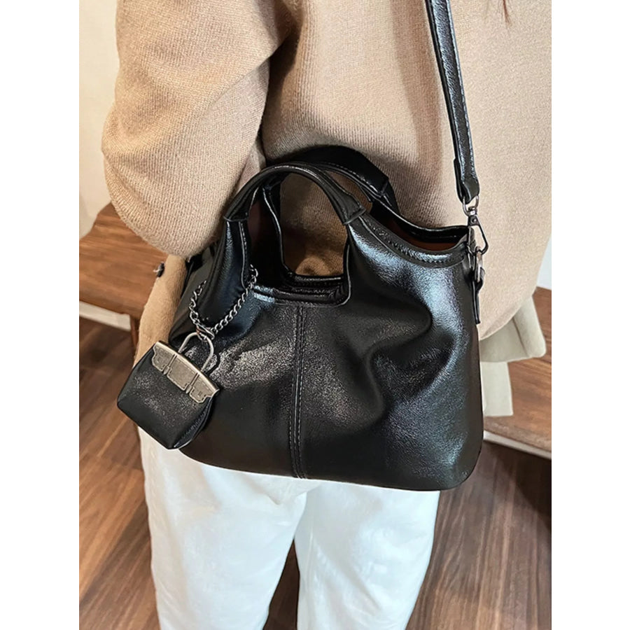 Leather Crossbody Bag with Charm Apparel and Accessories