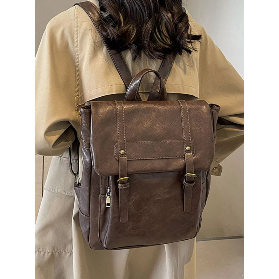 Leather Flap Backpack Bag Apparel and Accessories