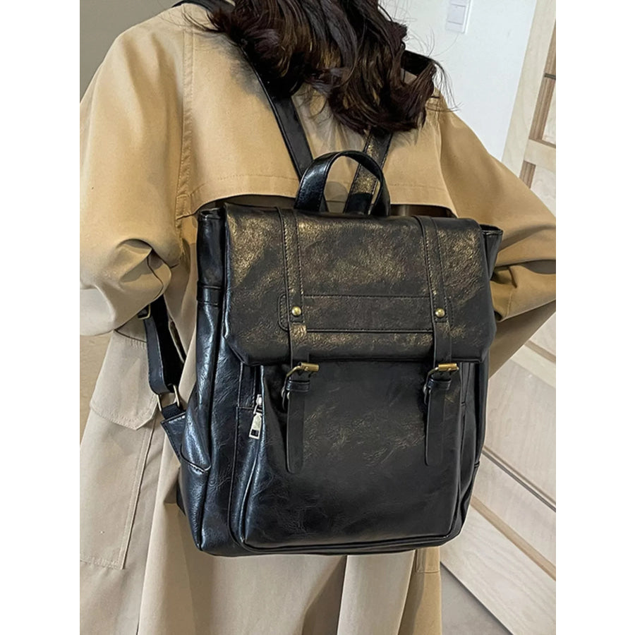 Leather Flap Backpack Bag Apparel and Accessories