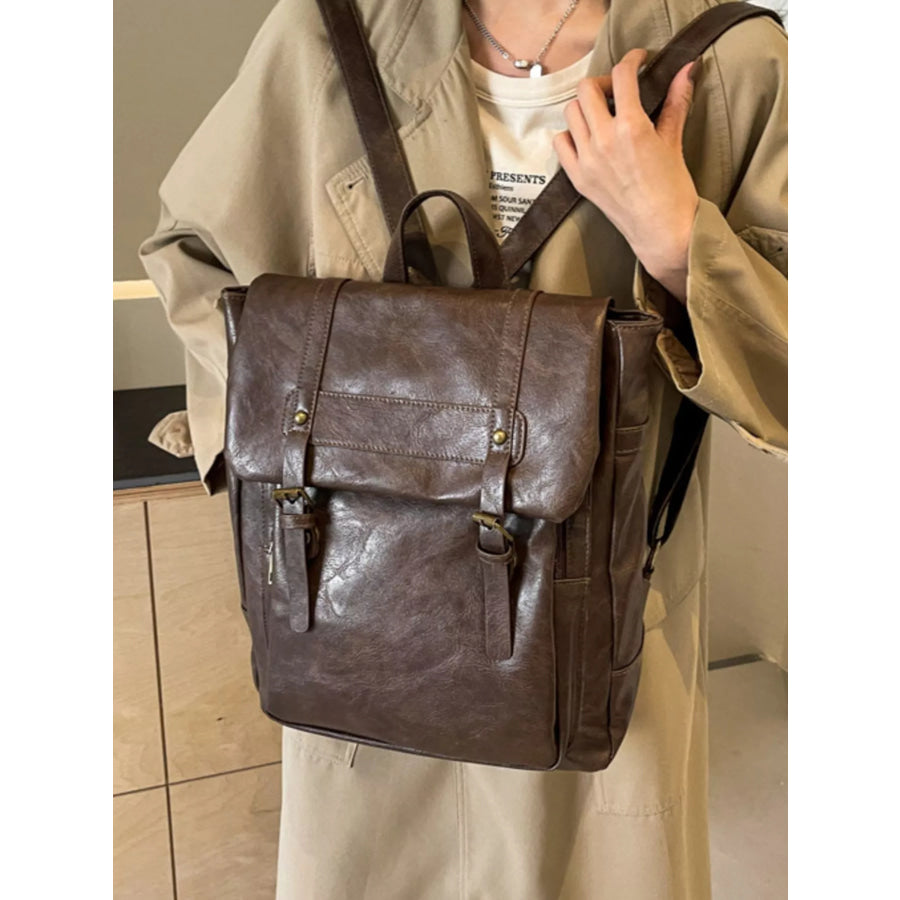 Leather Flap Backpack Bag Apparel and Accessories
