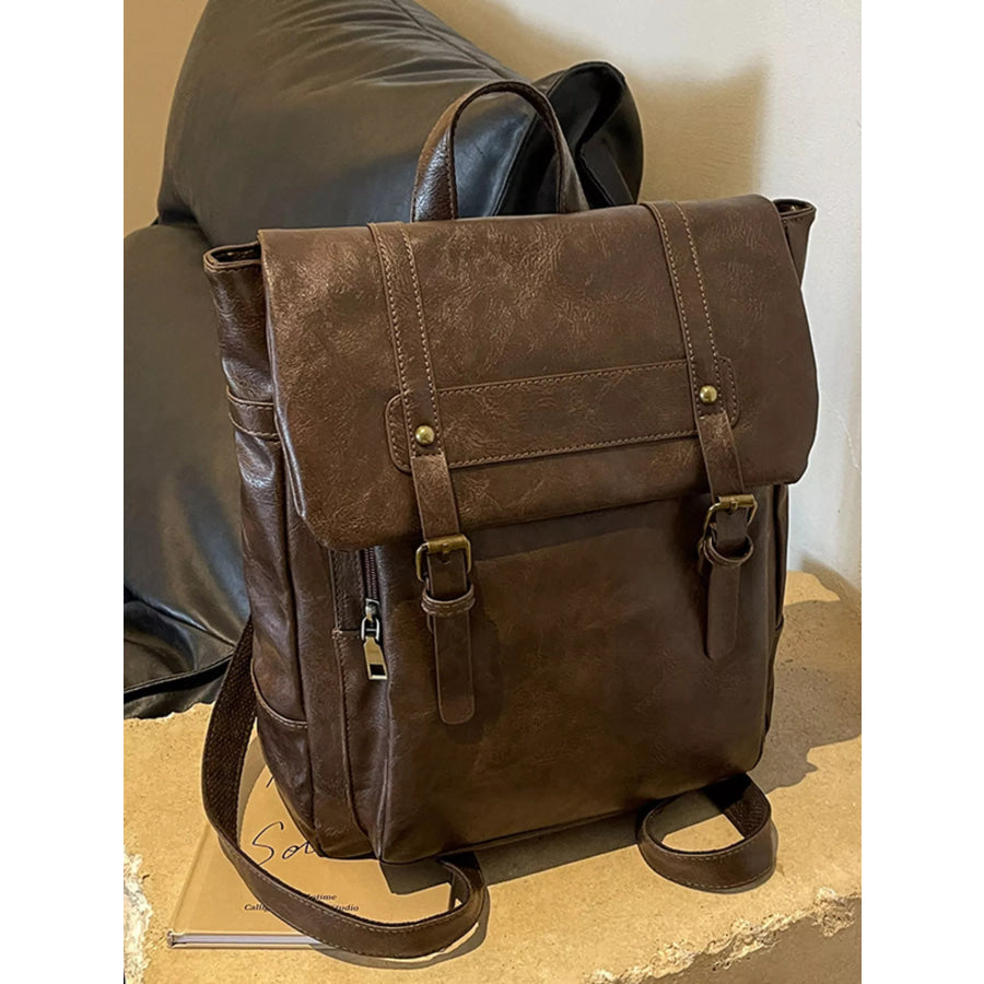 Leather Flap Backpack Bag Apparel and Accessories