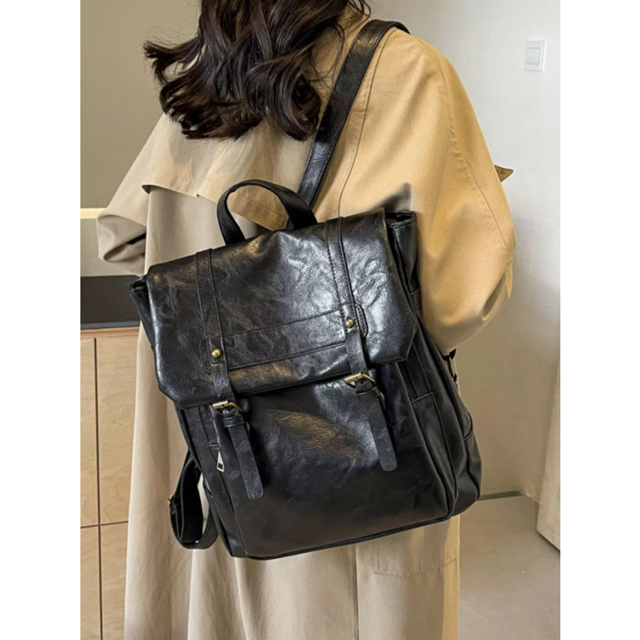 Leather Flap Backpack Bag Apparel and Accessories