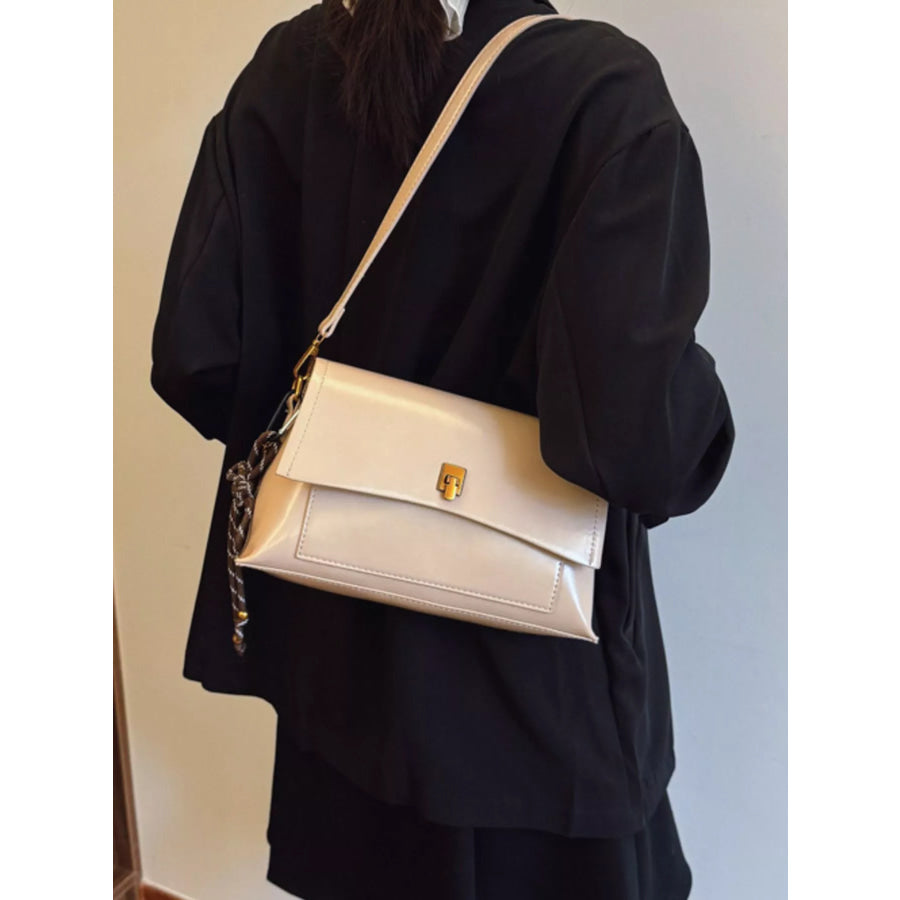 Leather Flap Shoulder Bag Off-white / onesize Apparel and Accessories