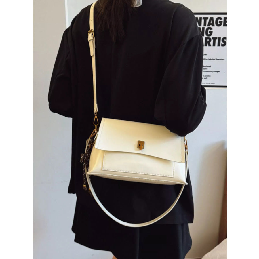 Leather Flap Shoulder Bag Off-white / onesize Apparel and Accessories