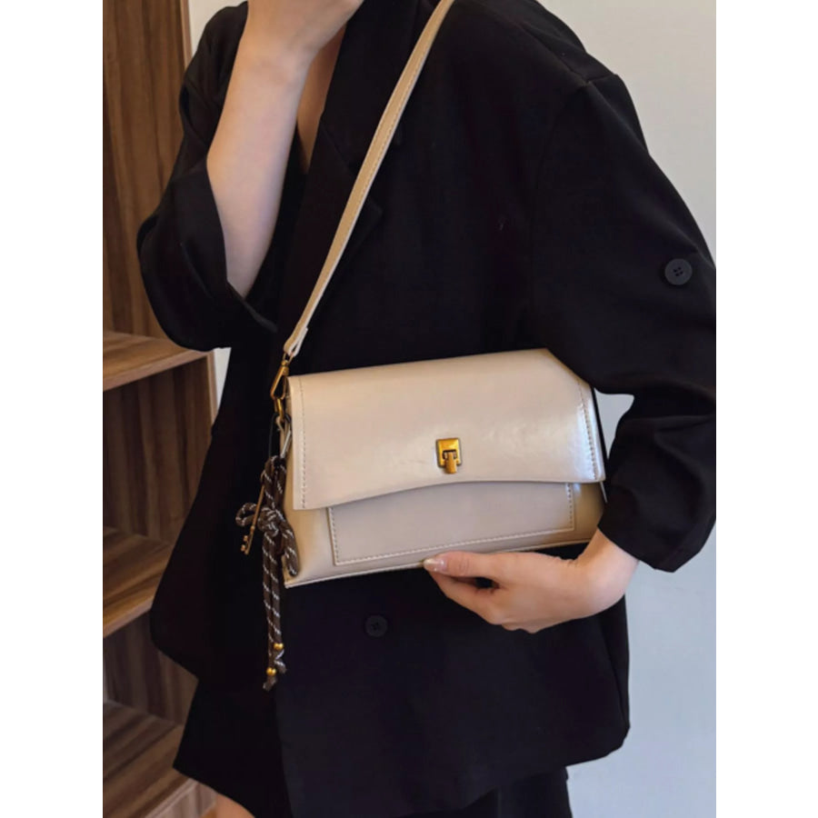 Leather Flap Shoulder Bag Off-white / onesize Apparel and Accessories