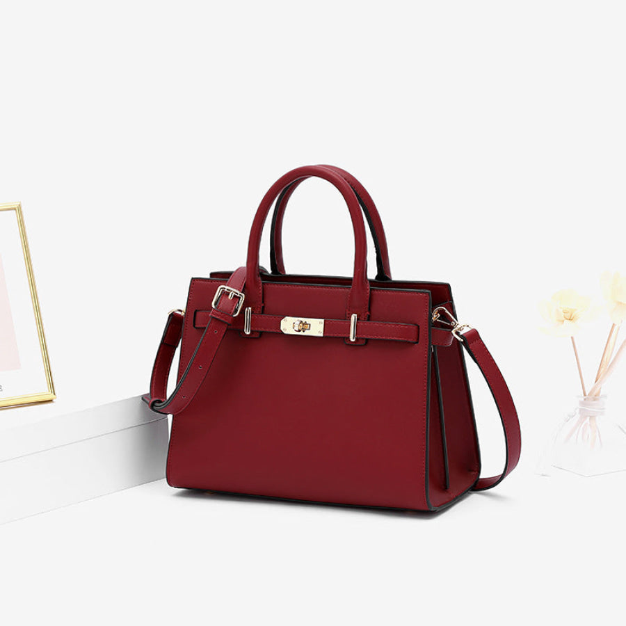 Leather Handbag with Detachable Shoulder Strap Apparel and Accessories