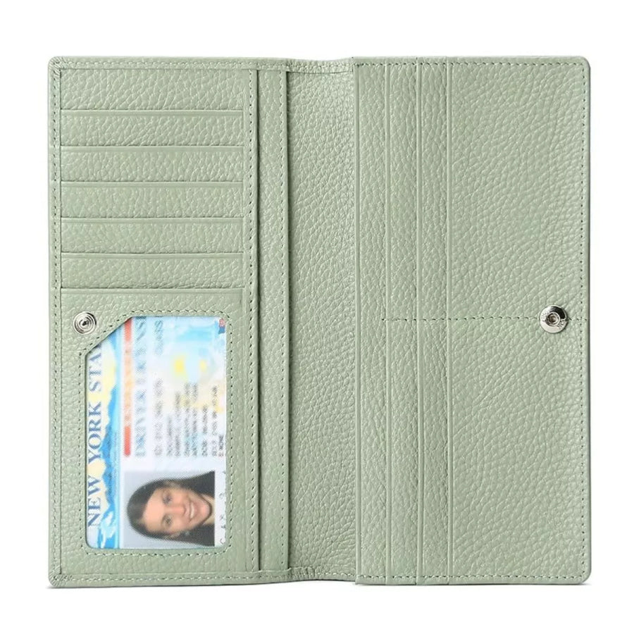 Leather Long Wallet Gum Leaf / ONESIZE Apparel and Accessories