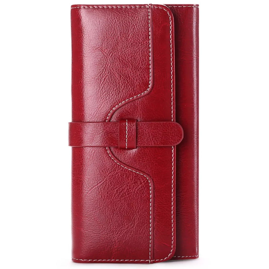 Leather Long Wallet Scarlet / ONESIZE Apparel and Accessories