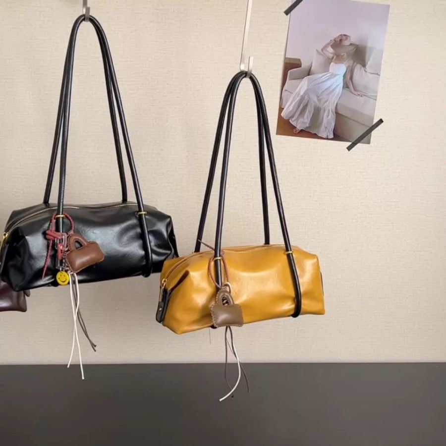 Leather Shoulder Bag with Charm Apparel and Accessories