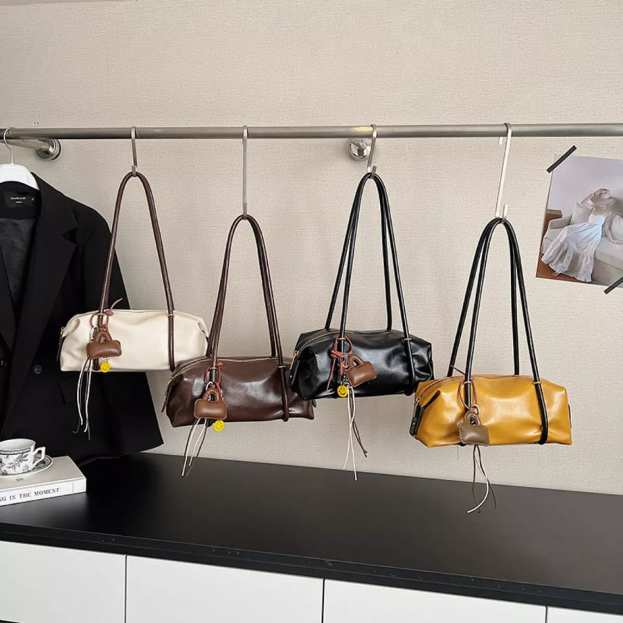 Leather Shoulder Bag with Charm Apparel and Accessories