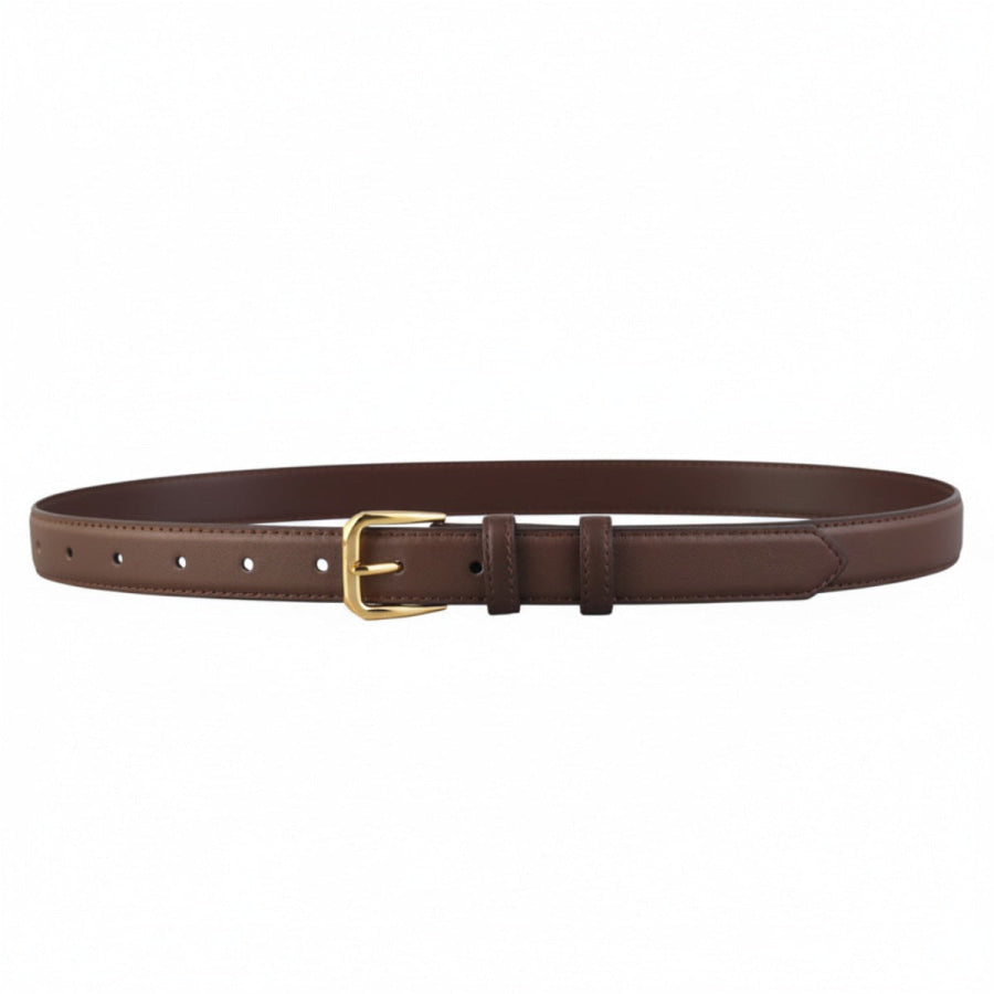 Leather Skinny Belt Coffee Brown / One Size Apparel and Accessories