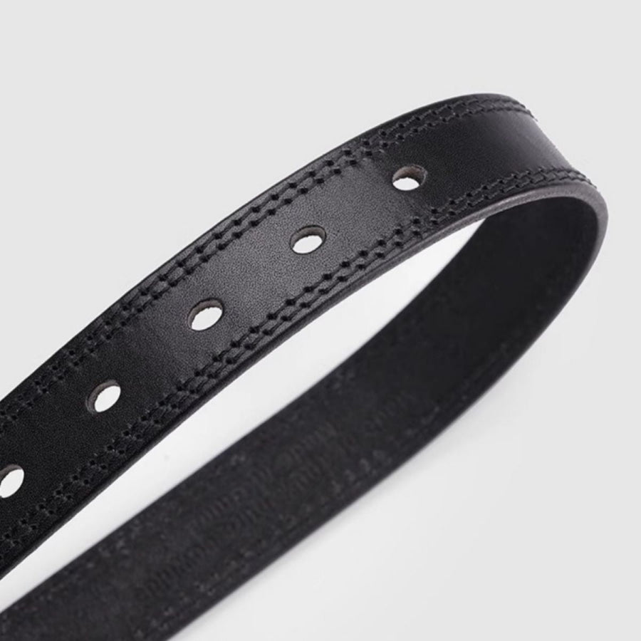 Leather Skinny Belt Black / One Size Apparel and Accessories