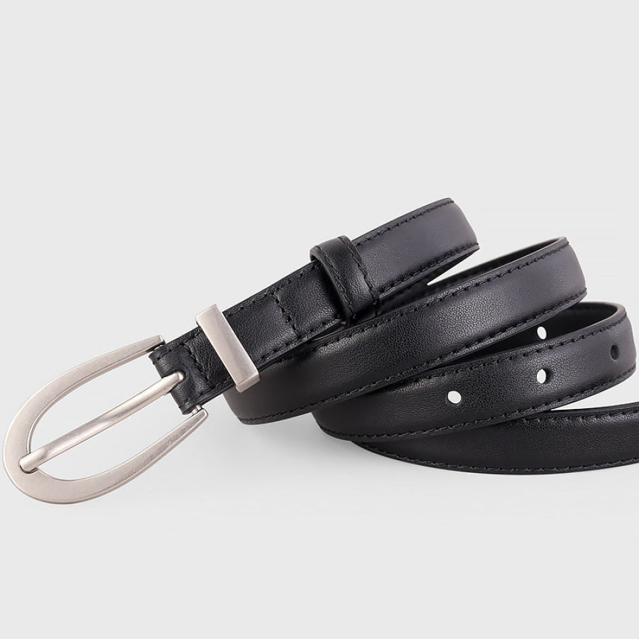 Leather Skinny Belt Black / One Size Apparel and Accessories