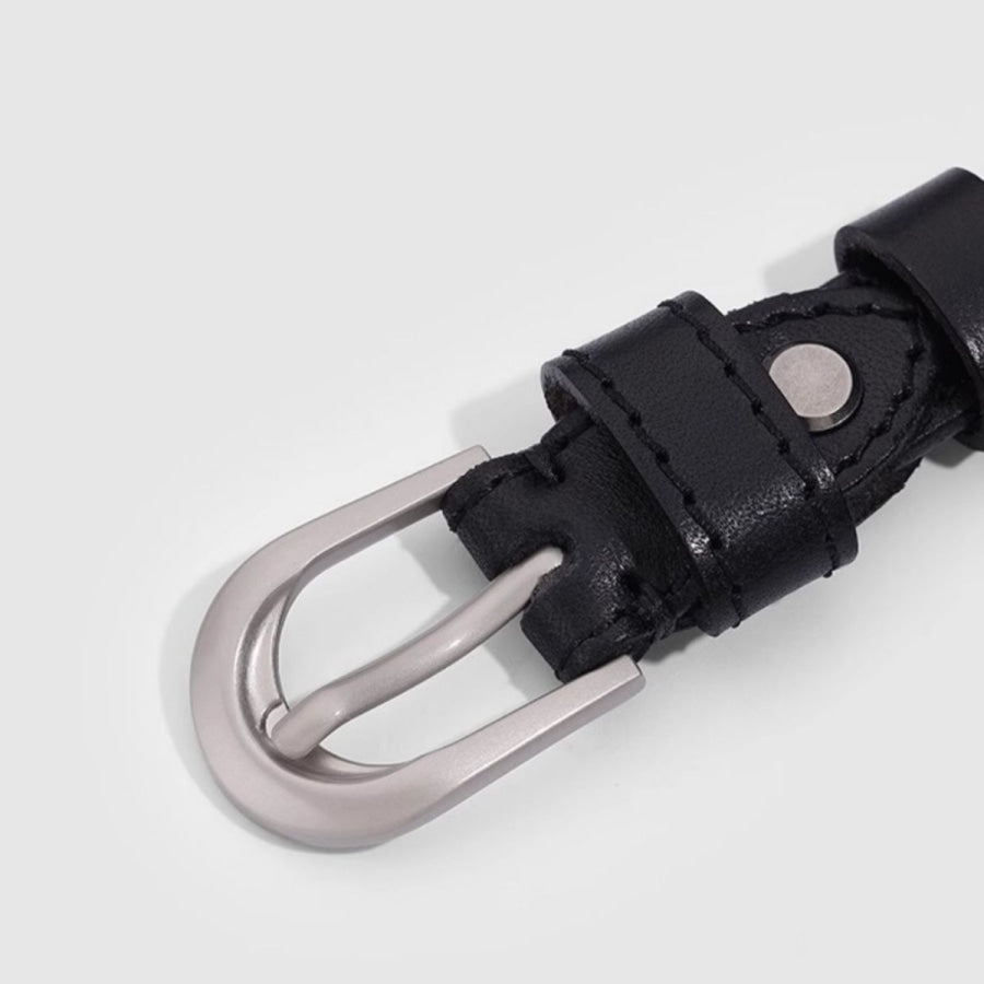 Leather Skinny Belt Black / One Size Apparel and Accessories