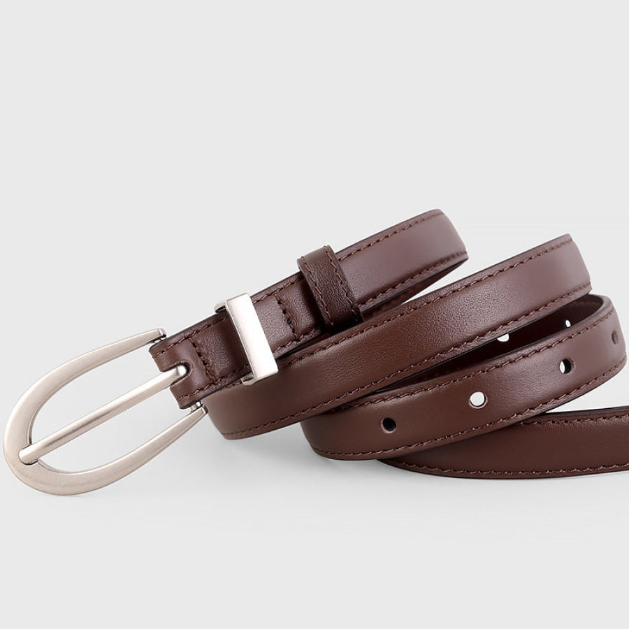Leather Skinny Belt Coffee Brown / One Size Apparel and Accessories