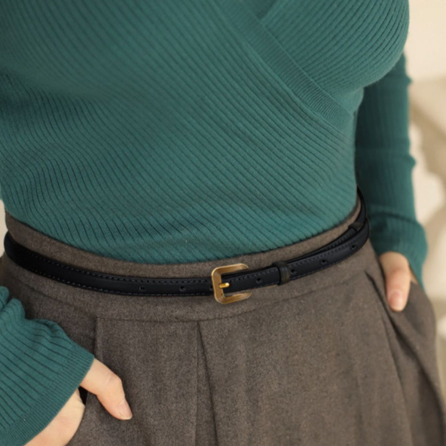 Leather Skinny Belt with Buckle Apparel and Accessories