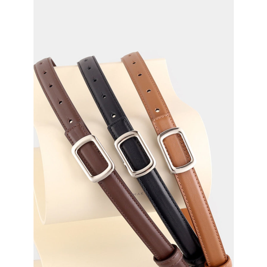 Leather Skinny Belt with Buckle Apparel and Accessories