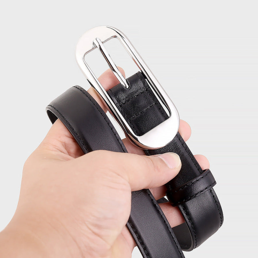 Leather Skinny Belt with Buckle Apparel and Accessories