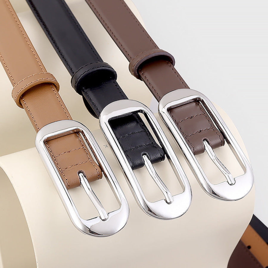 Leather Skinny Belt with Buckle Apparel and Accessories