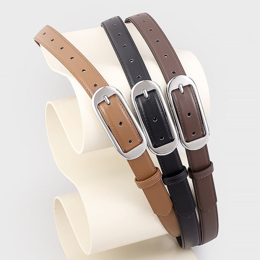 Leather Skinny Belt with Buckle Apparel and Accessories
