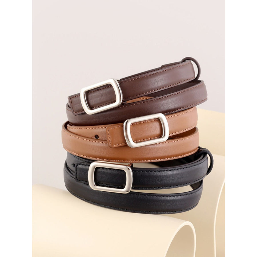 Leather Skinny Belt with Buckle Apparel and Accessories