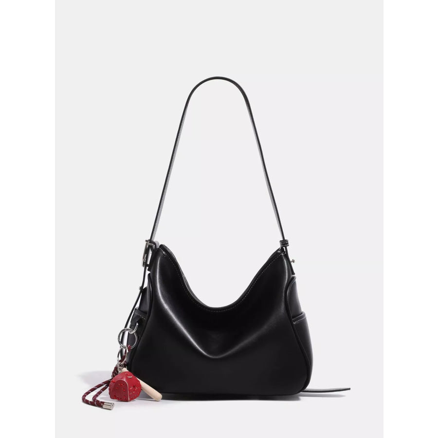 Leather Slouchy Shoulder Bag Black / onesize Apparel and Accessories