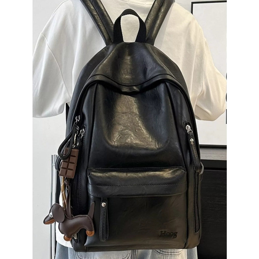 Leather Texture Backpack Bag Black / One Size Apparel and Accessories