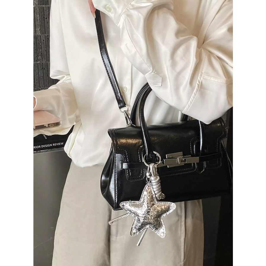 Leather Top Handle Crossbody Bag Black / One Size Apparel and Accessories
