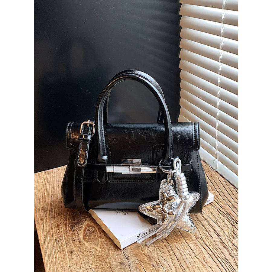 Leather Top Handle Crossbody Bag Black / One Size Apparel and Accessories