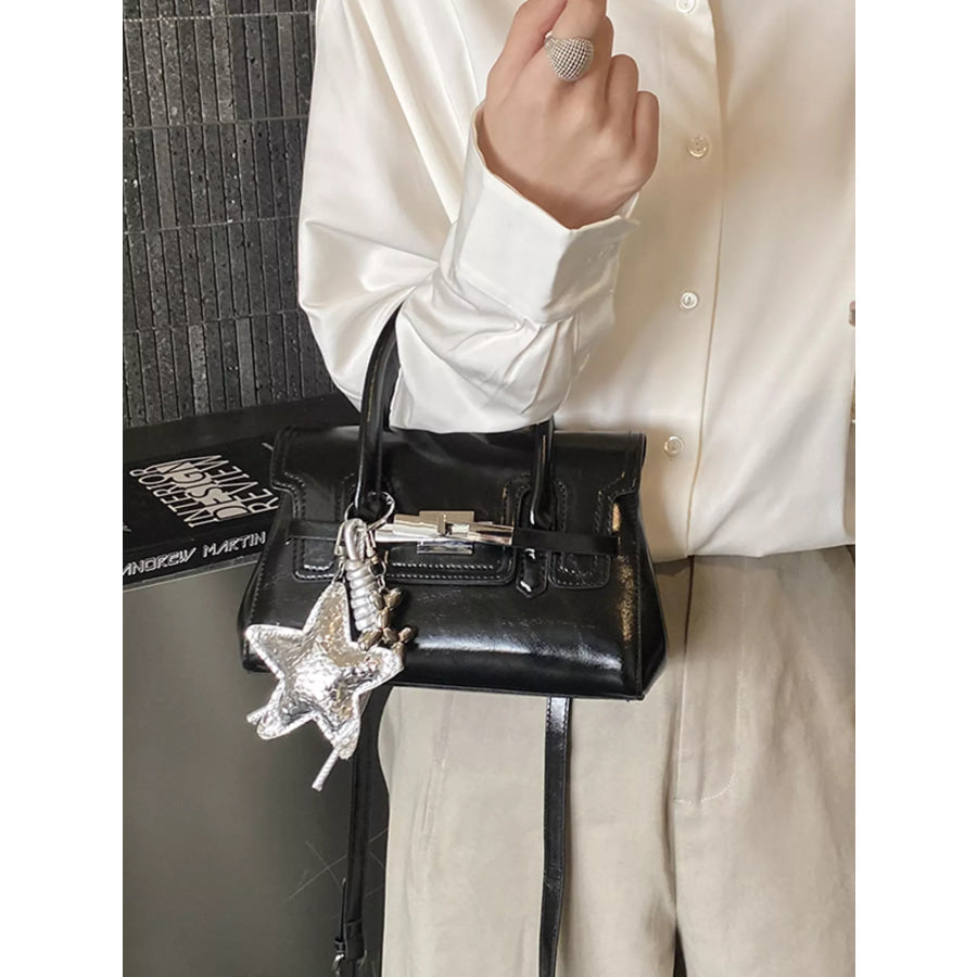Leather Top Handle Crossbody Bag Black / One Size Apparel and Accessories