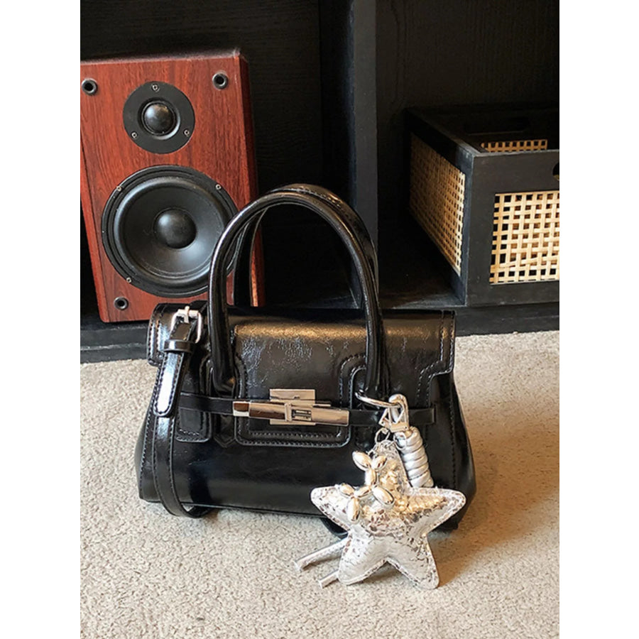 Leather Top Handle Crossbody Bag Black / One Size Apparel and Accessories