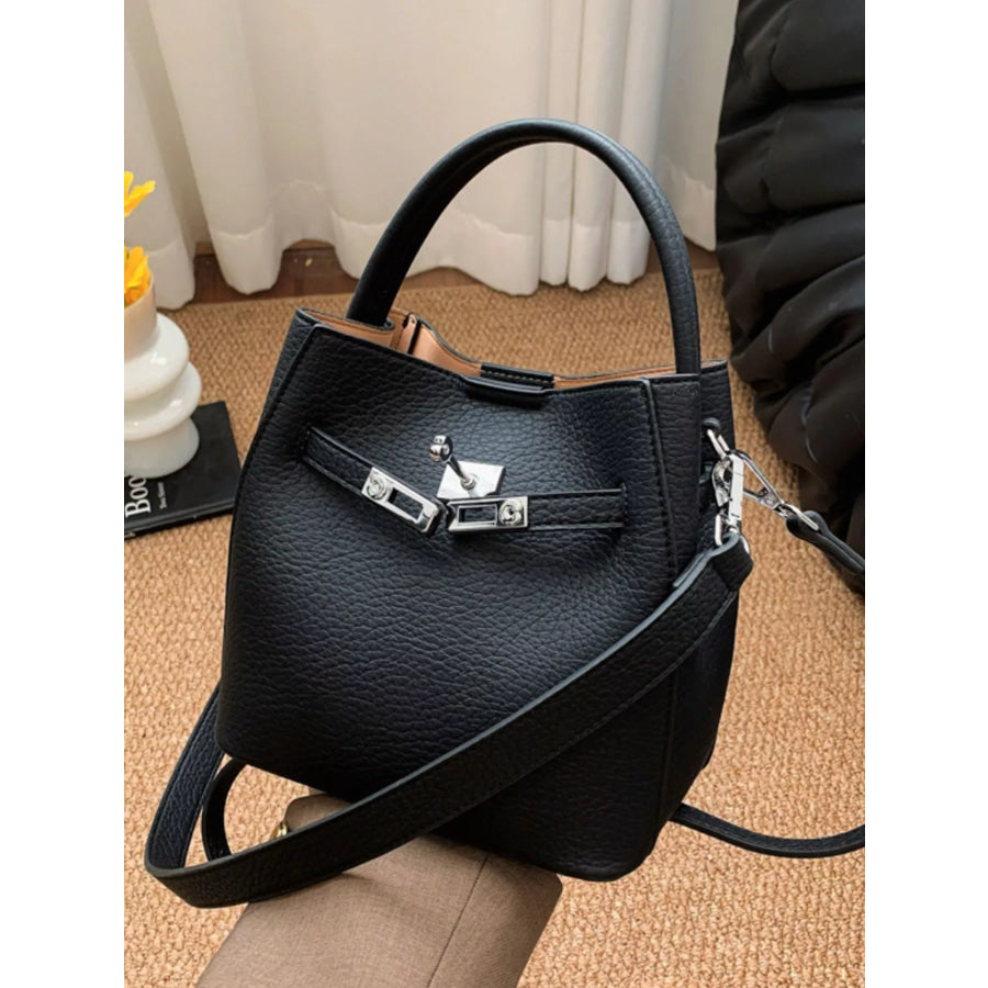 Leather Top Handle Crossbody Bag Black / One Size Apparel and Accessories