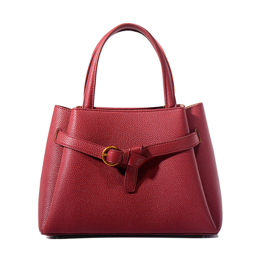 Leather Top Handle Handbag Burgundy / ONESIZE Apparel and Accessories